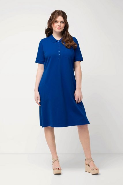 Ulla Popken Jerseykleid Polokleid Piquee halbe Knopfleiste Halbarm günstig online kaufen