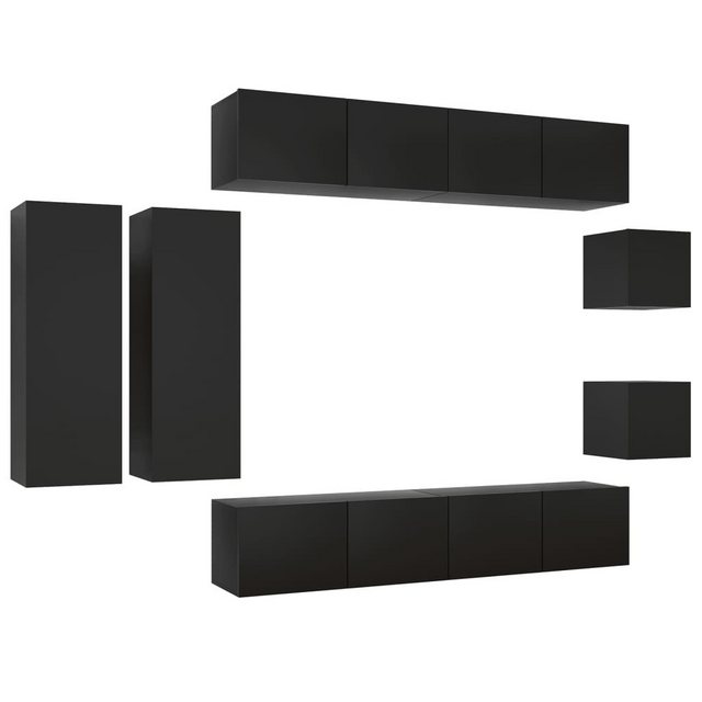 vidaXL TV-Schrank 8-tlg TV-Schrank-Set Schwarz Spanplatte günstig online kaufen