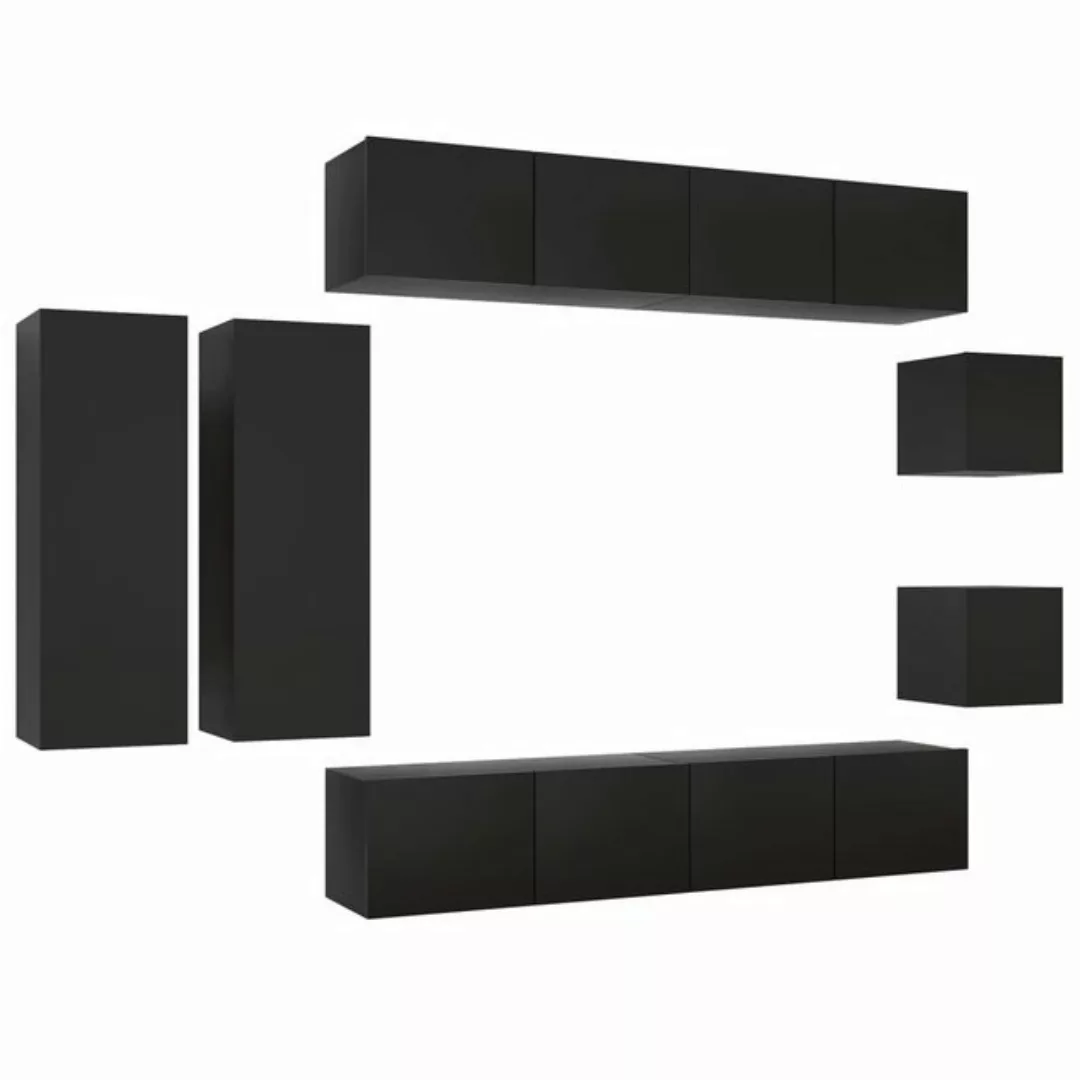 vidaXL TV-Schrank 8tlg Hängeschrank TV Schrank Set Schwarz Spanplatte günstig online kaufen