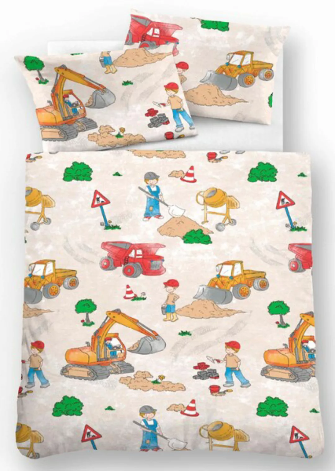 Biberna Kinderbettwäsche »Bauarbeiter in Gr. 100x135 oder 135x200 cm, Kinde günstig online kaufen