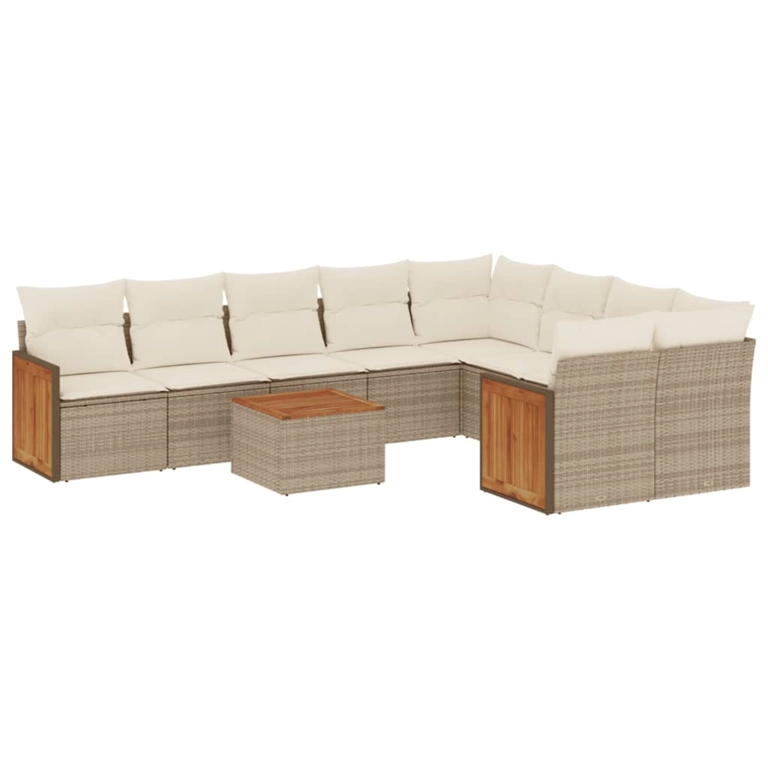 vidaXL 10-Tlg Garten-Sofagarnitur mit Kissen Beige Poly Rattan 3260392 günstig online kaufen