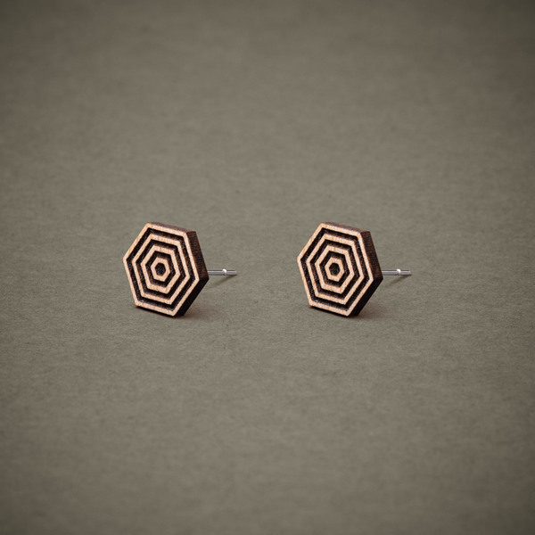 Ohrstecker / Ohrring Aus Holz "Hexagon2" 9mm günstig online kaufen