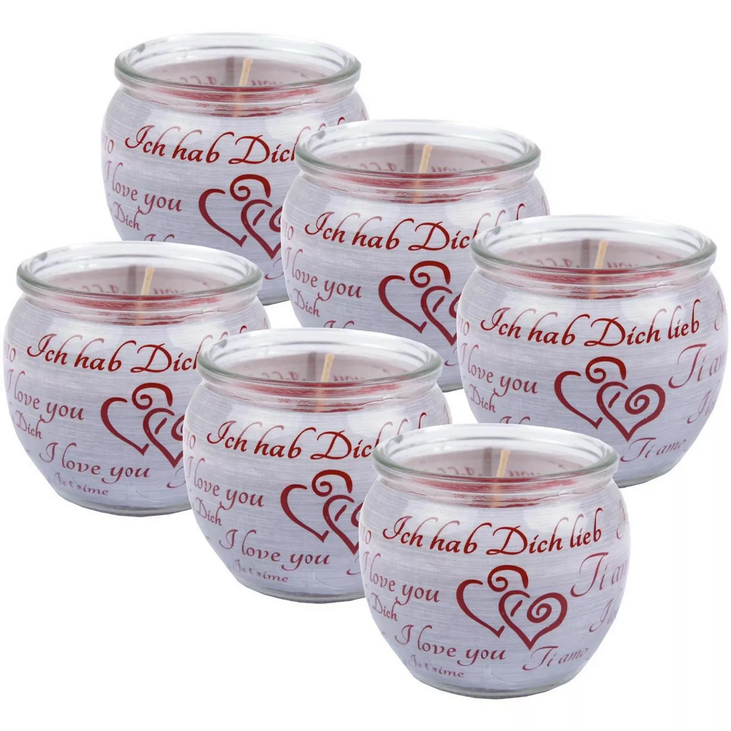 HS Candle Duftkerzen Sprüche 6er Pack Ich Liebe Dich günstig online kaufen