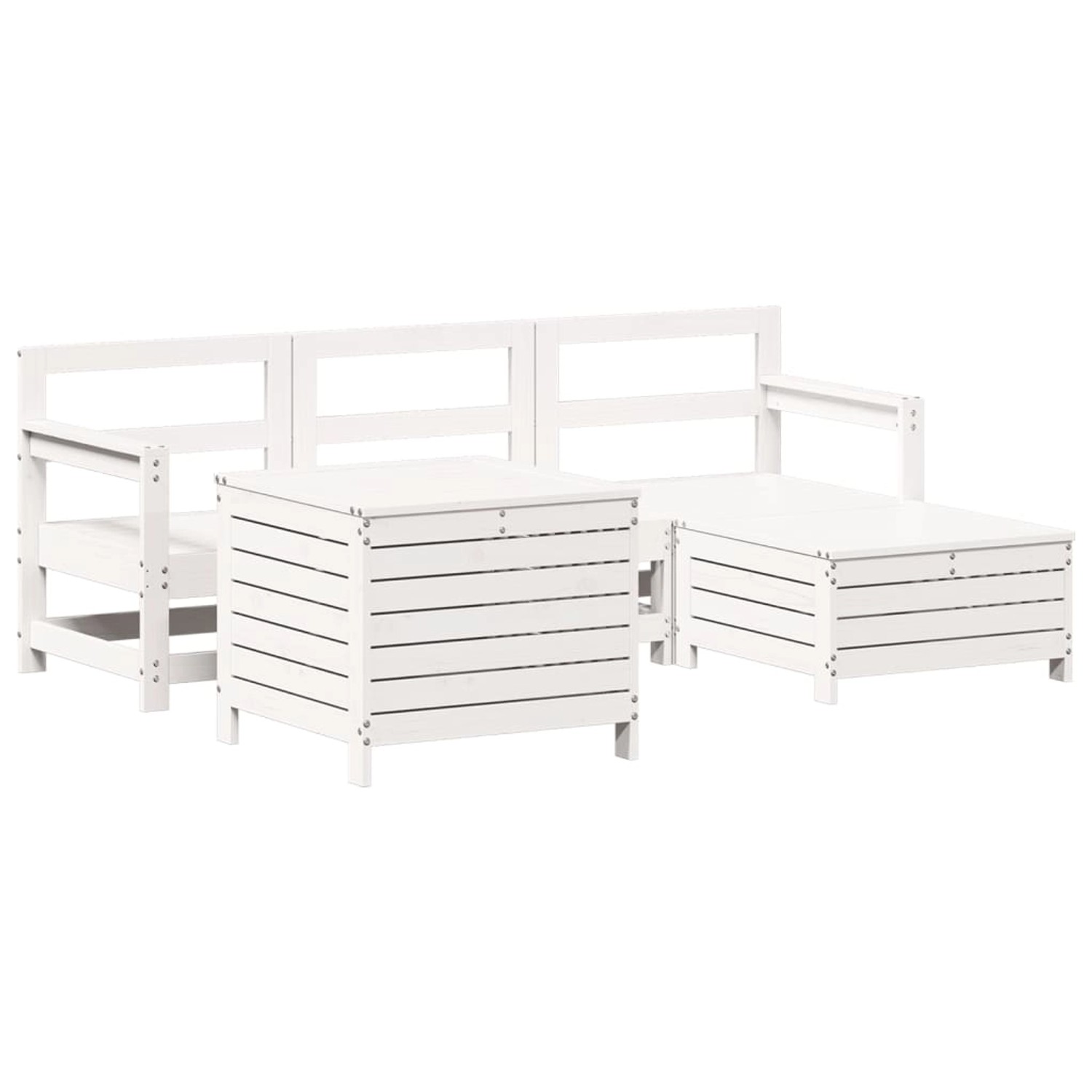 vidaXL 5-Tlg Garten-Sofagarnitur Weiß Massivholz Kiefer 3250497 günstig online kaufen