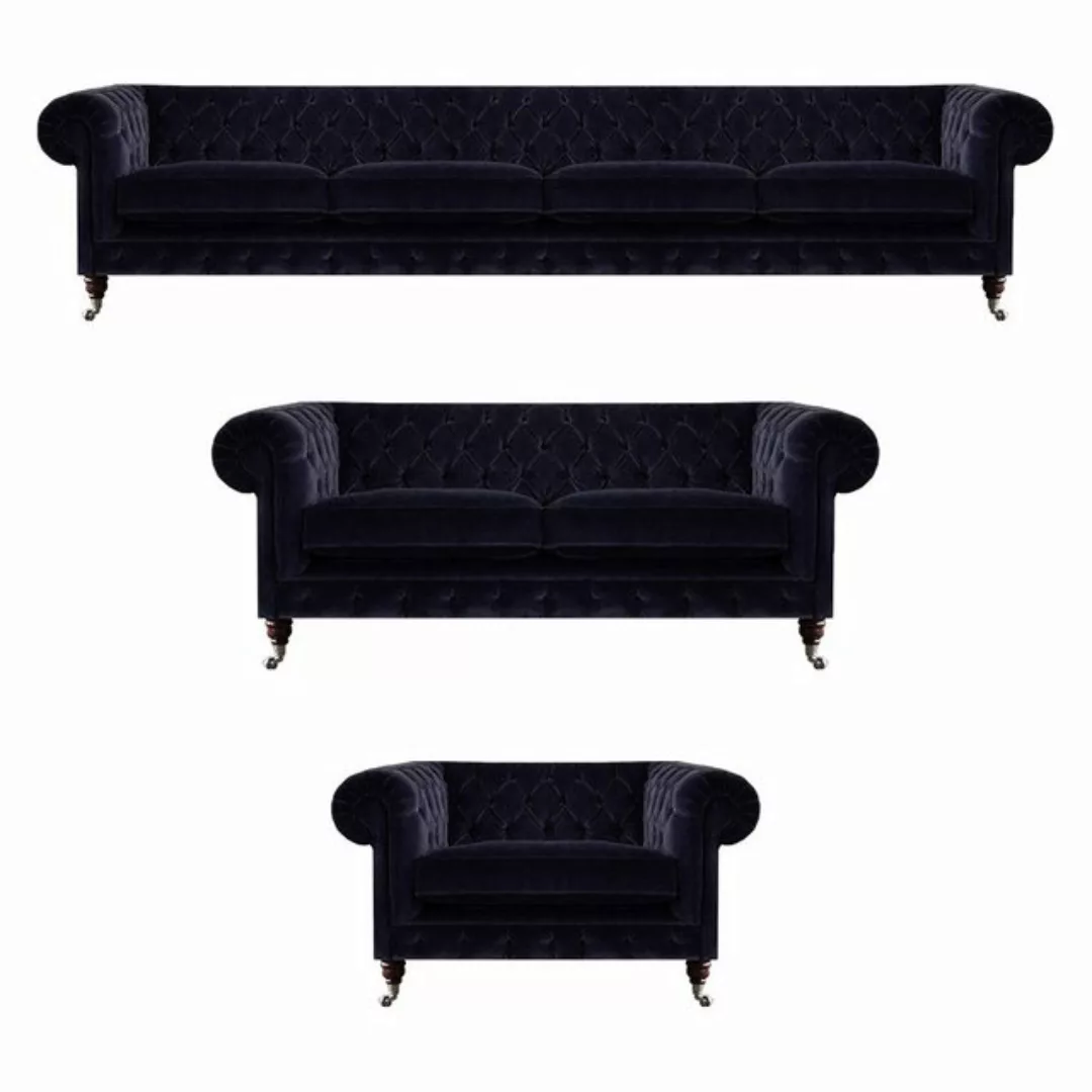 JVmoebel Chesterfield-Sofa Komplett Blau Viersitzer mit Zweisitzer Sofas Ne günstig online kaufen