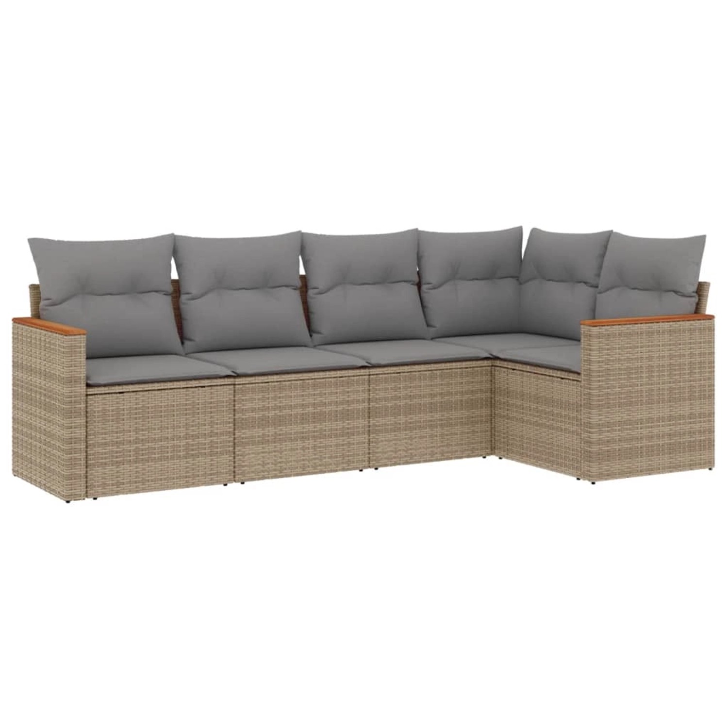 vidaXL 5-Tlg Garten-Sofagarnitur mit Kissen Beige Poly Rattan 3225947 günstig online kaufen