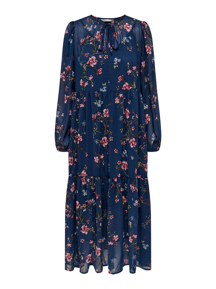 ONLY Onlstar Ls Wide Sleeve Maxi Dress Wvn Maxikleid Damen Blau günstig online kaufen