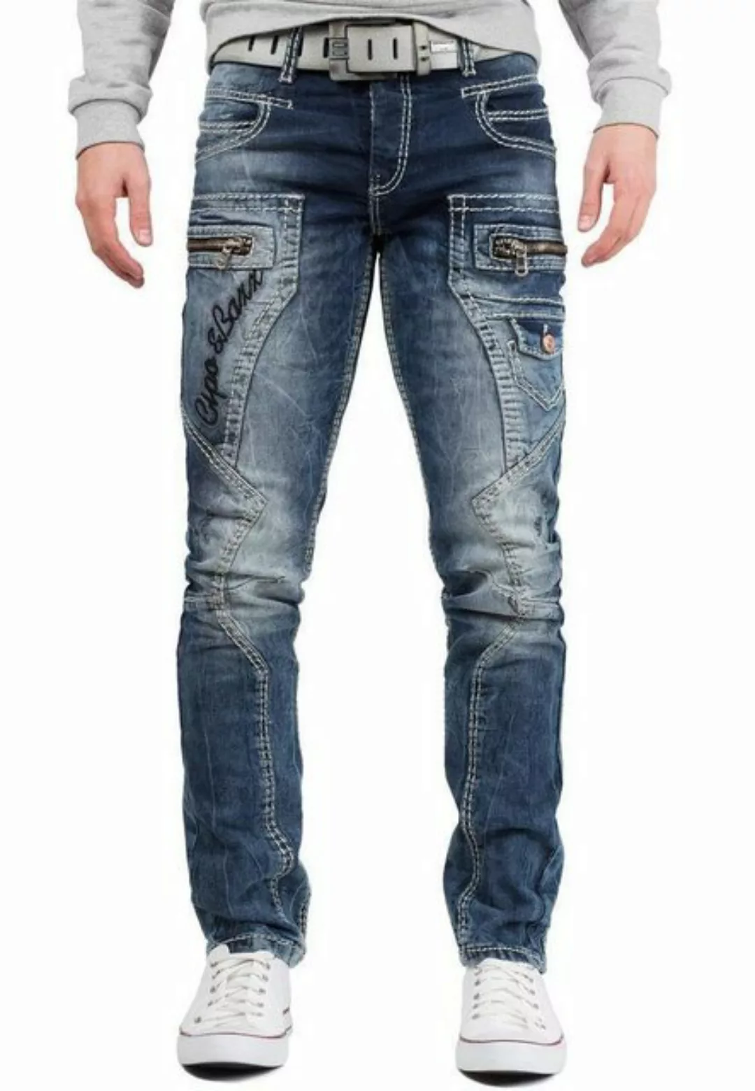 Cipo & Baxx 5-Pocket-Jeans Hose BA-CD296 Blau W32/L36 (1-tlg) mit Reißversc günstig online kaufen