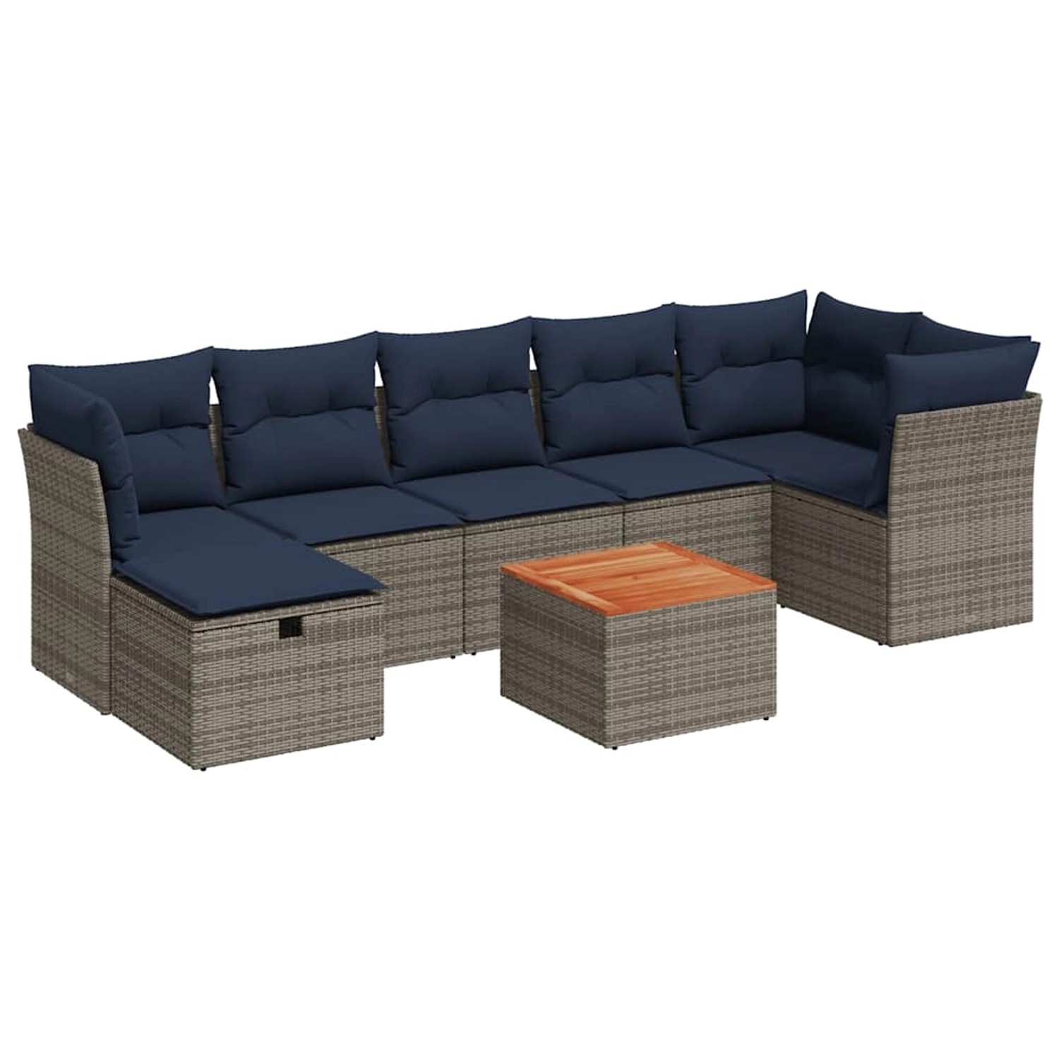 vidaXL 8-Tlg Garten-Sofagarnitur mit Kissen Grau Poly Rattan 3325771 günstig online kaufen