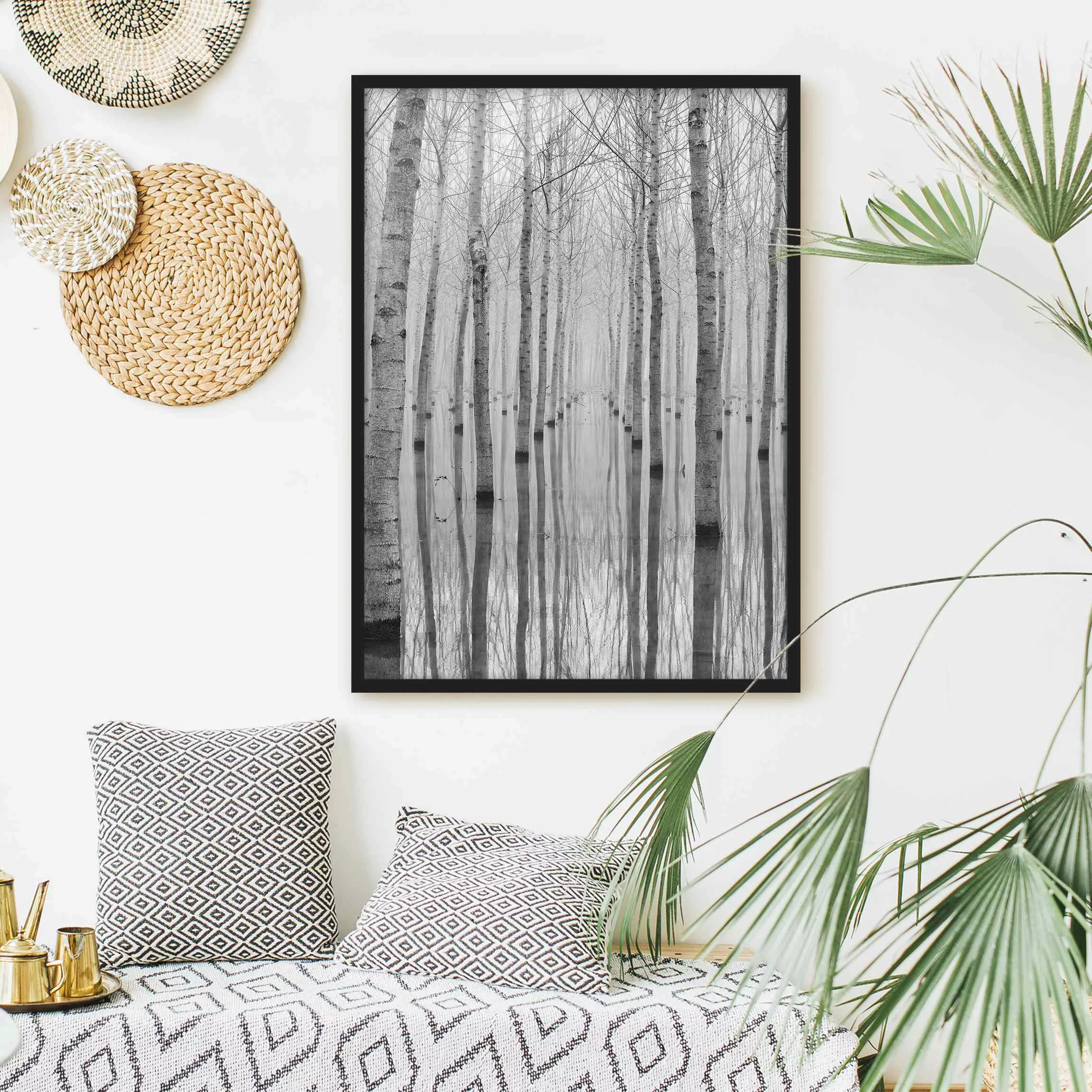 Bild mit Rahmen Natur & Landschaft - Hochformat Birken im November günstig online kaufen