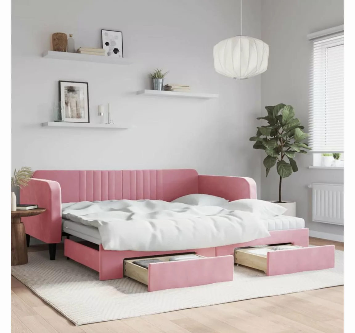 vidaXL Gästebett Gästebett Tagesbett Ausziehbar mit Schubladen Rosa 100x200 günstig online kaufen