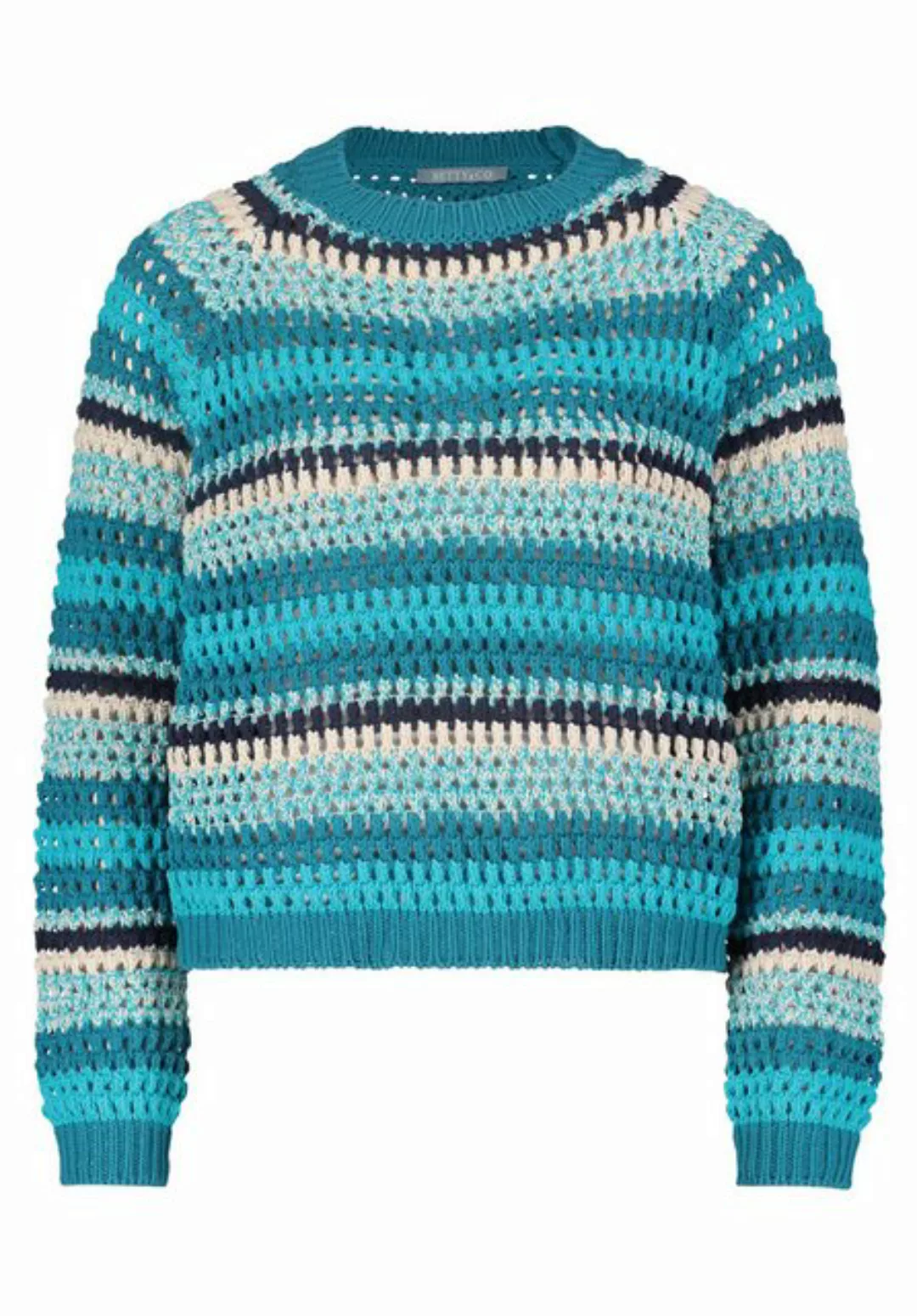 Betty&Co Sweatshirt Strickpullover Kurz 1/1 Arm, Petrol/Dark Blue günstig online kaufen