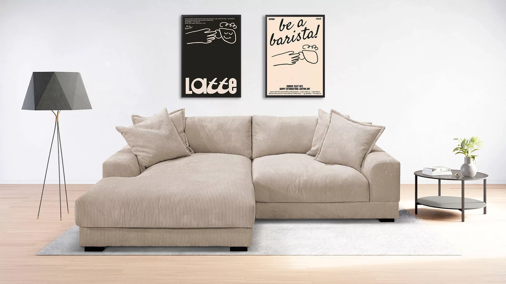 TRENDMANUFAKTUR Ecksofa »Zinal, aktuelles Design, mit 4 Zierkissen,«, mit e günstig online kaufen