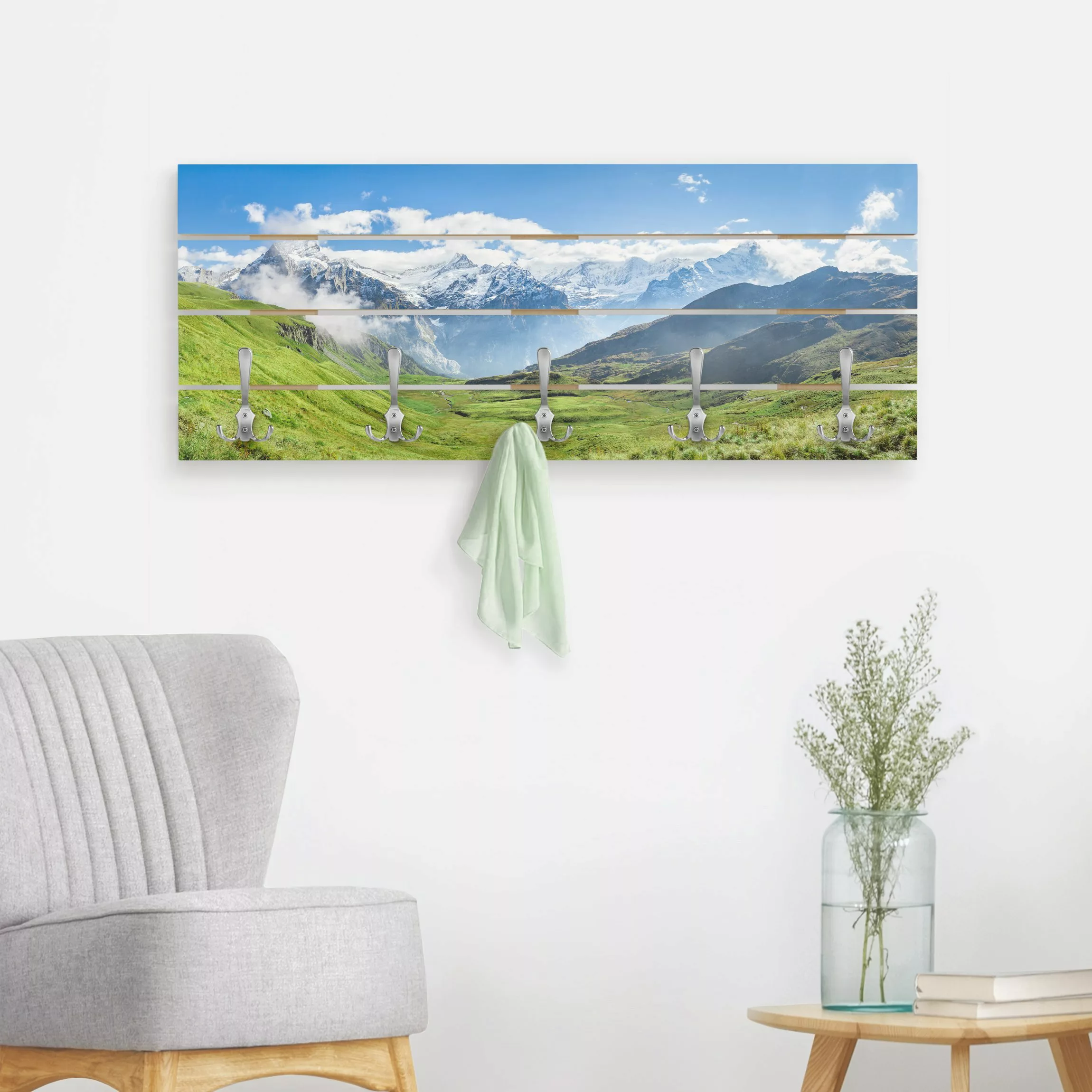 Wandgarderobe Schweizer Alpenpanorama günstig online kaufen