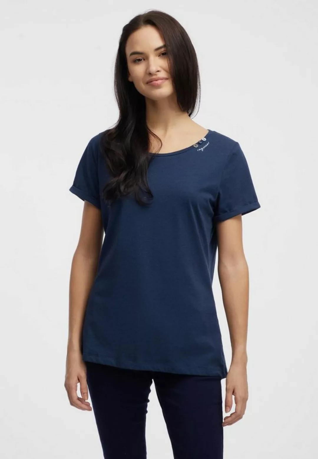 Ragwear Kurzarmshirt FLLORAH COMFY GOTS Basic Shirt mit Zierknöpfen und Log günstig online kaufen