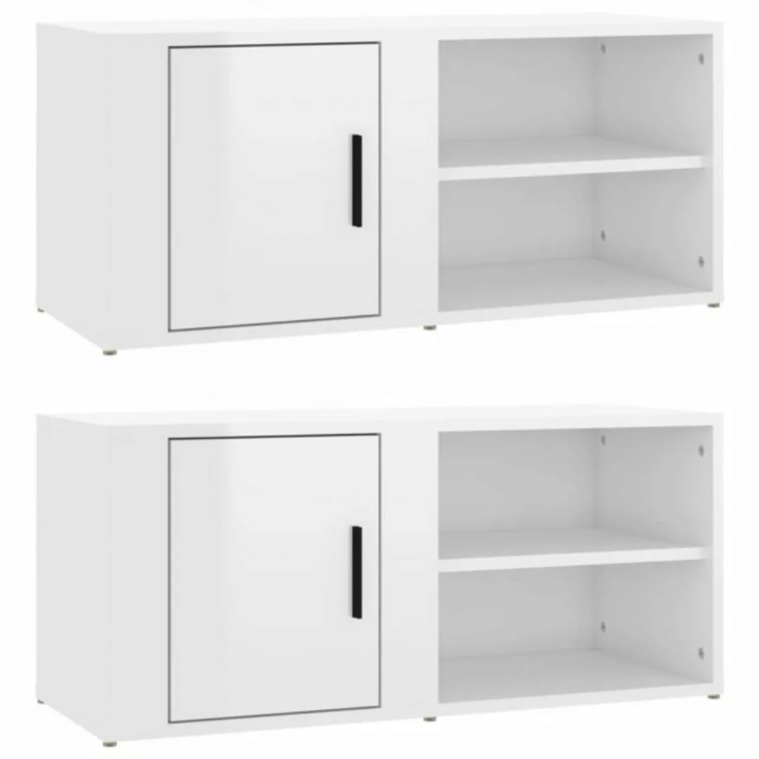 vidaXL TV-Schrank TV-Schränke 2 Stk Hochglanz-Weiß 80x31,5x36 cm Spanplatte günstig online kaufen