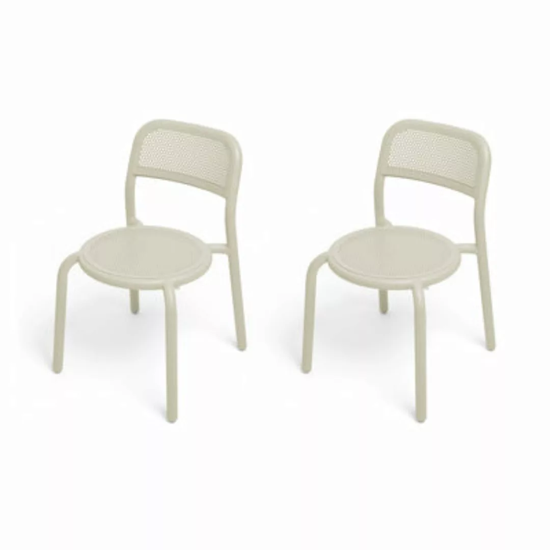 Stapelbarer Stuhl Toní metall beige / 2er-Set - Perforiertes Aluminium - Fa günstig online kaufen