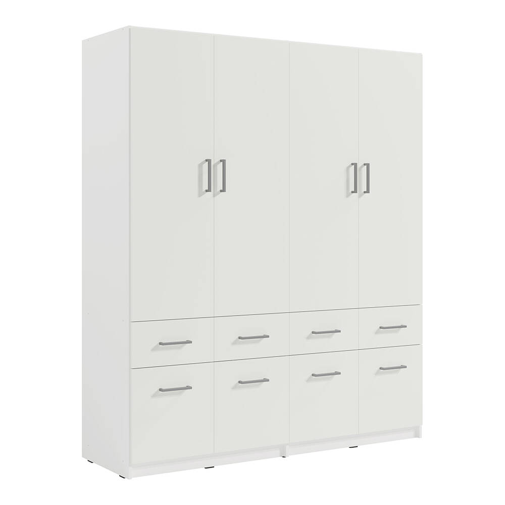 Kleiderschrank 4-türig, 181cm breit, weiß, TRIEST-166 günstig online kaufen