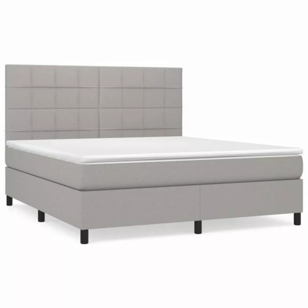 furnicato Bett Boxspringbett mit Matratze Hellgrau 180x200 cm Stoff (1-tlg) günstig online kaufen