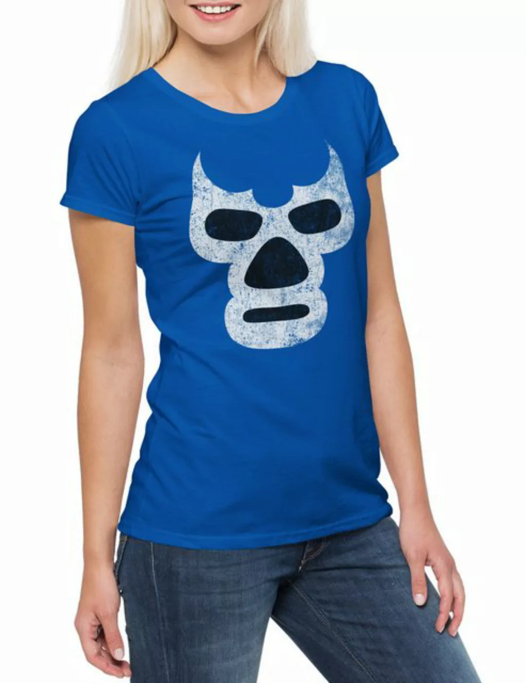 Urban Backwoods Print-Shirt Luchador Blue Demon Damen T-Shirt Französische günstig online kaufen