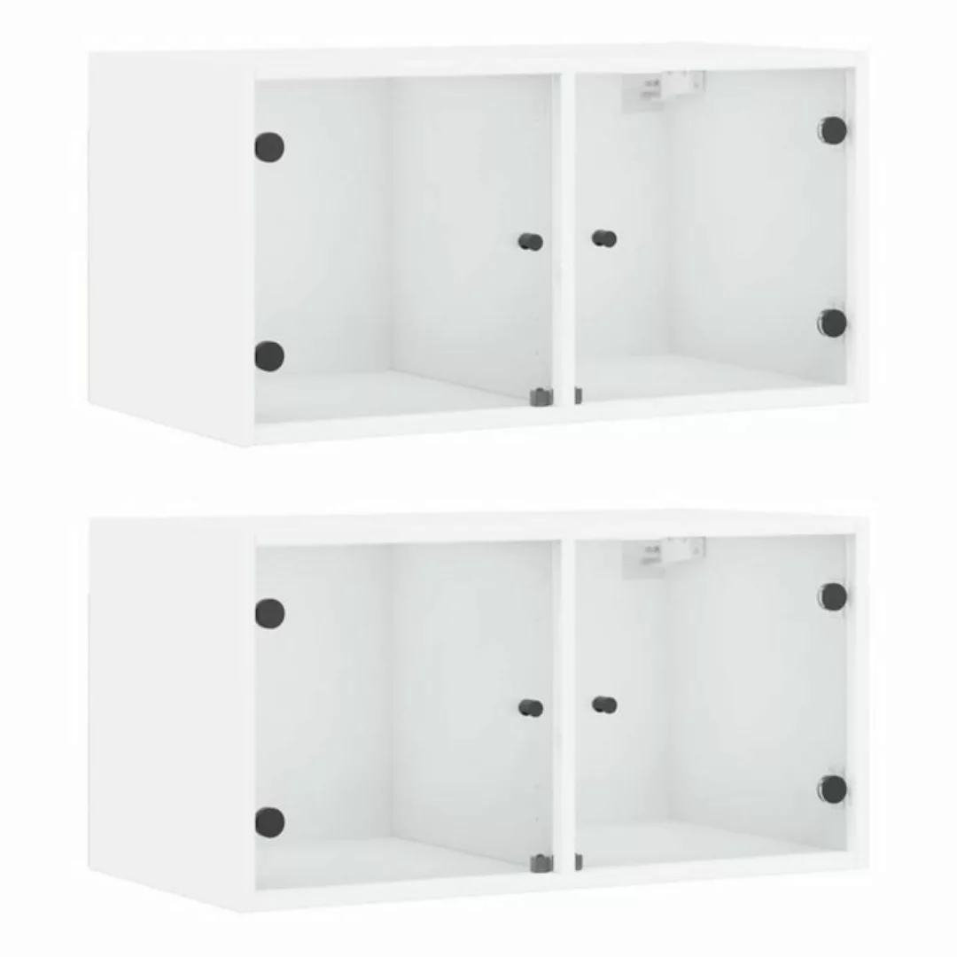 vidaXL Fächerschrank Wandschränke mit Glastüren 2 Stk. Weiß 68,5x37x35 cm ( günstig online kaufen