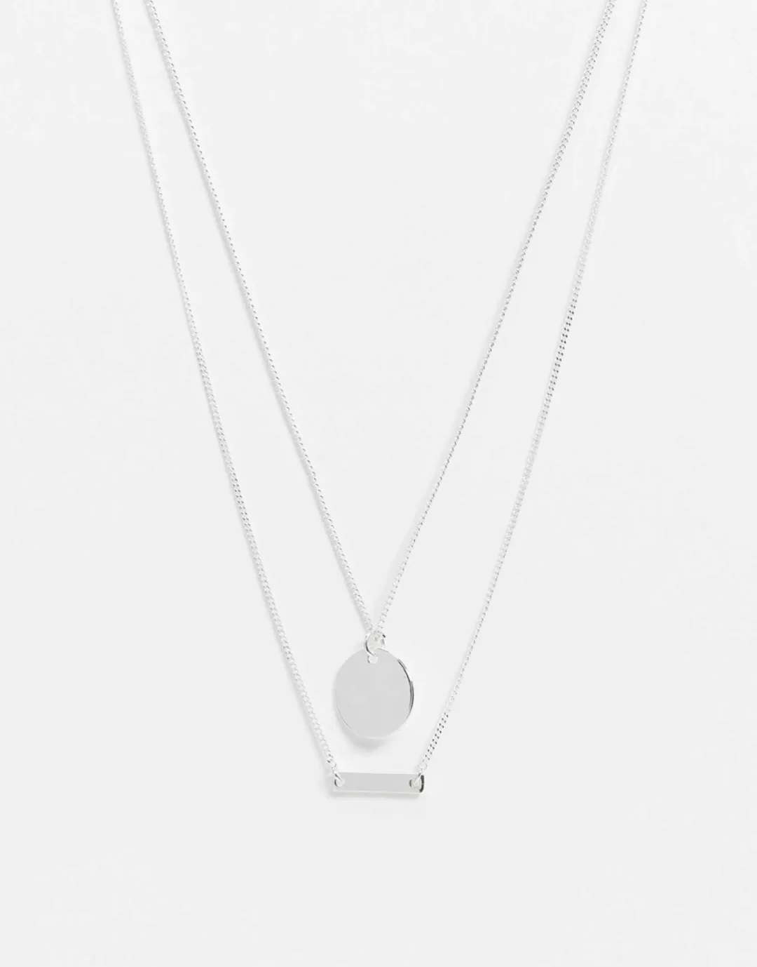 Accessorize – Silberfarbene, mehrreihige Halsketten im 2er-Set günstig online kaufen