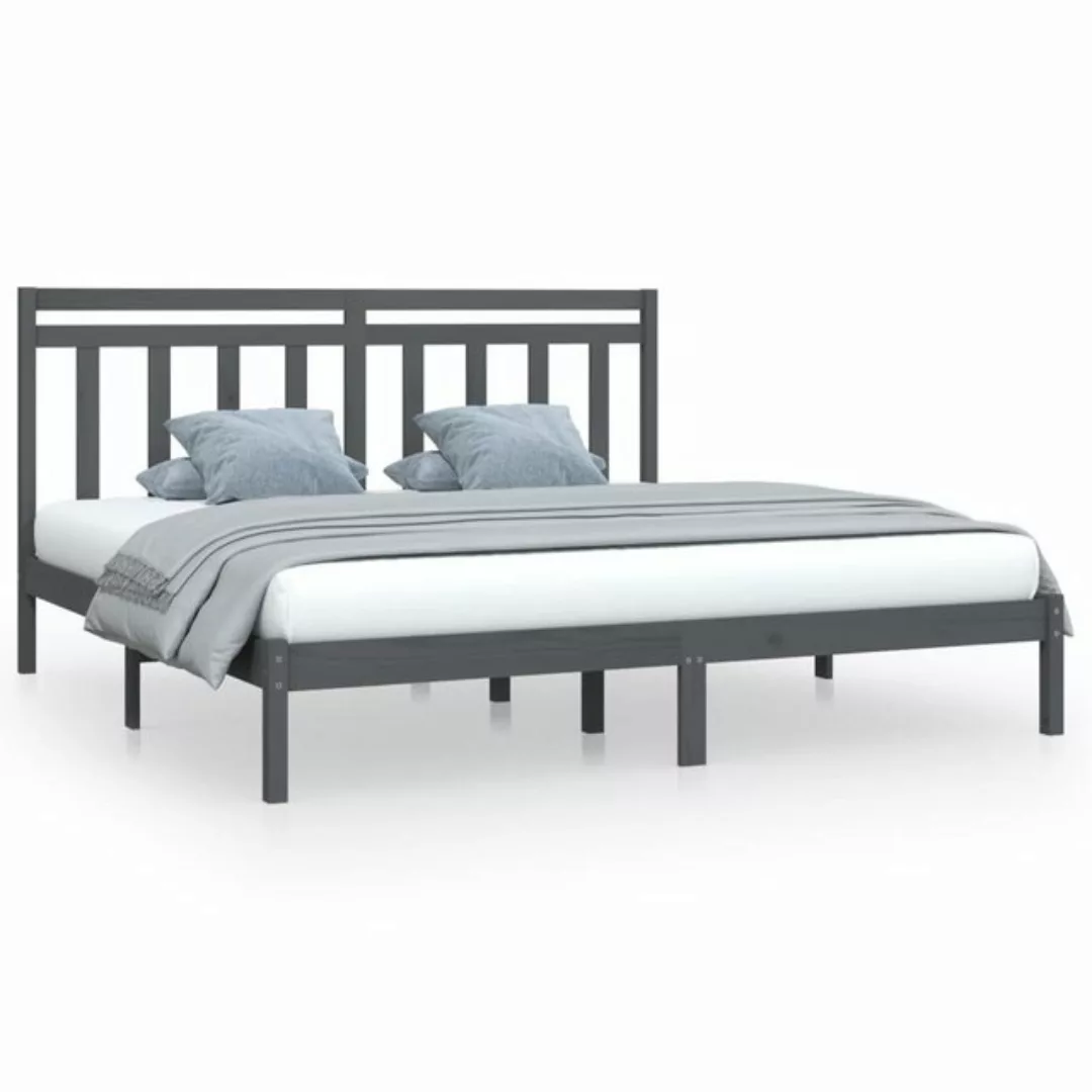 vidaXL Bettgestell Massivholzbett Grau 200x200 cm Bett Bettgestell Doppelbe günstig online kaufen