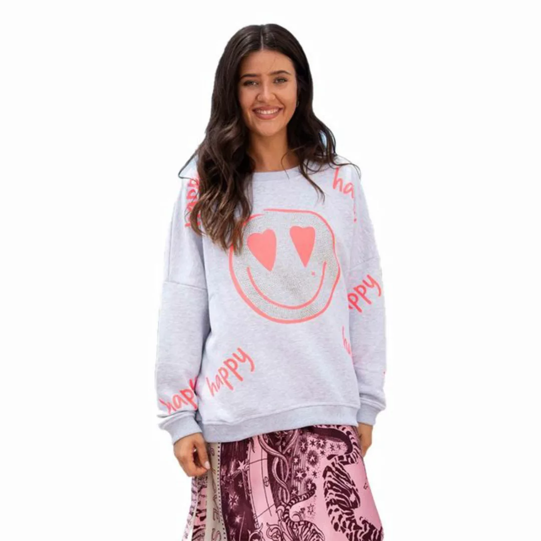 Miss Goodlife Sweater Miss Goodlife MG9378 Sweater Happy, Heartface Strass, günstig online kaufen