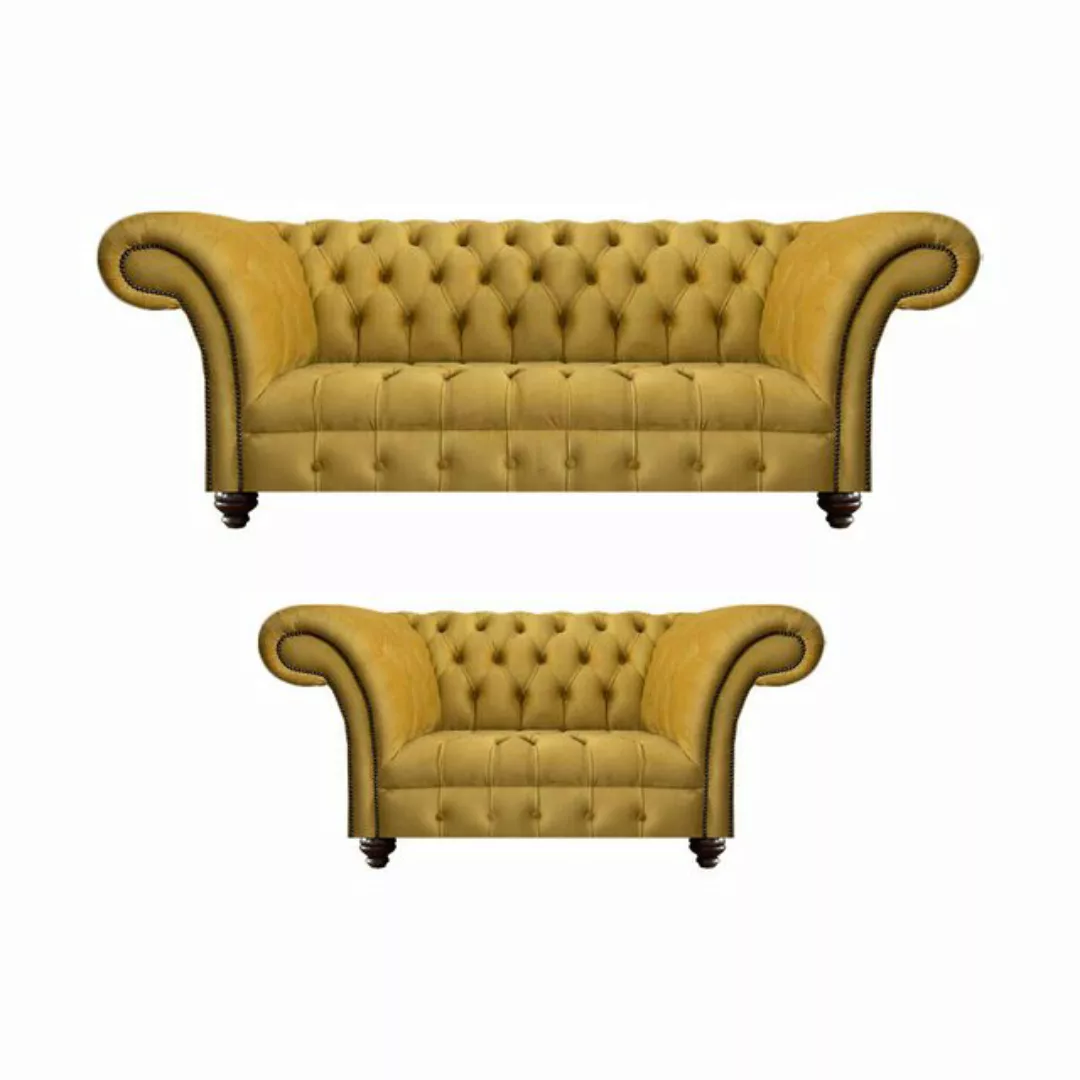 JVmoebel Chesterfield-Sofa Luxus 2x Sofas Gelb Neu Modern Möbel Wohnzimmer günstig online kaufen