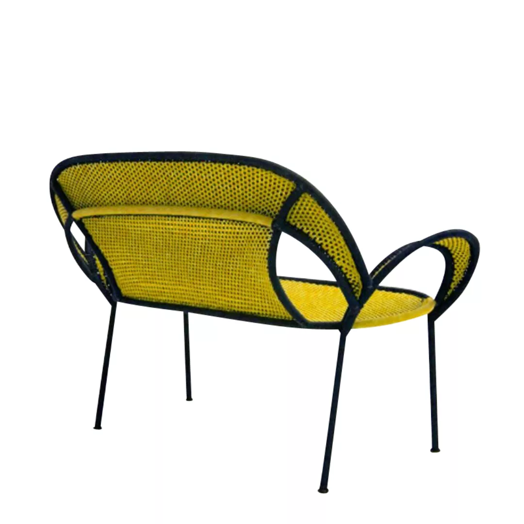 Moroso - Banjooli 2-Sitzer Sofa - schwarz/gelb/handgeflochten/Gestell Stahl günstig online kaufen