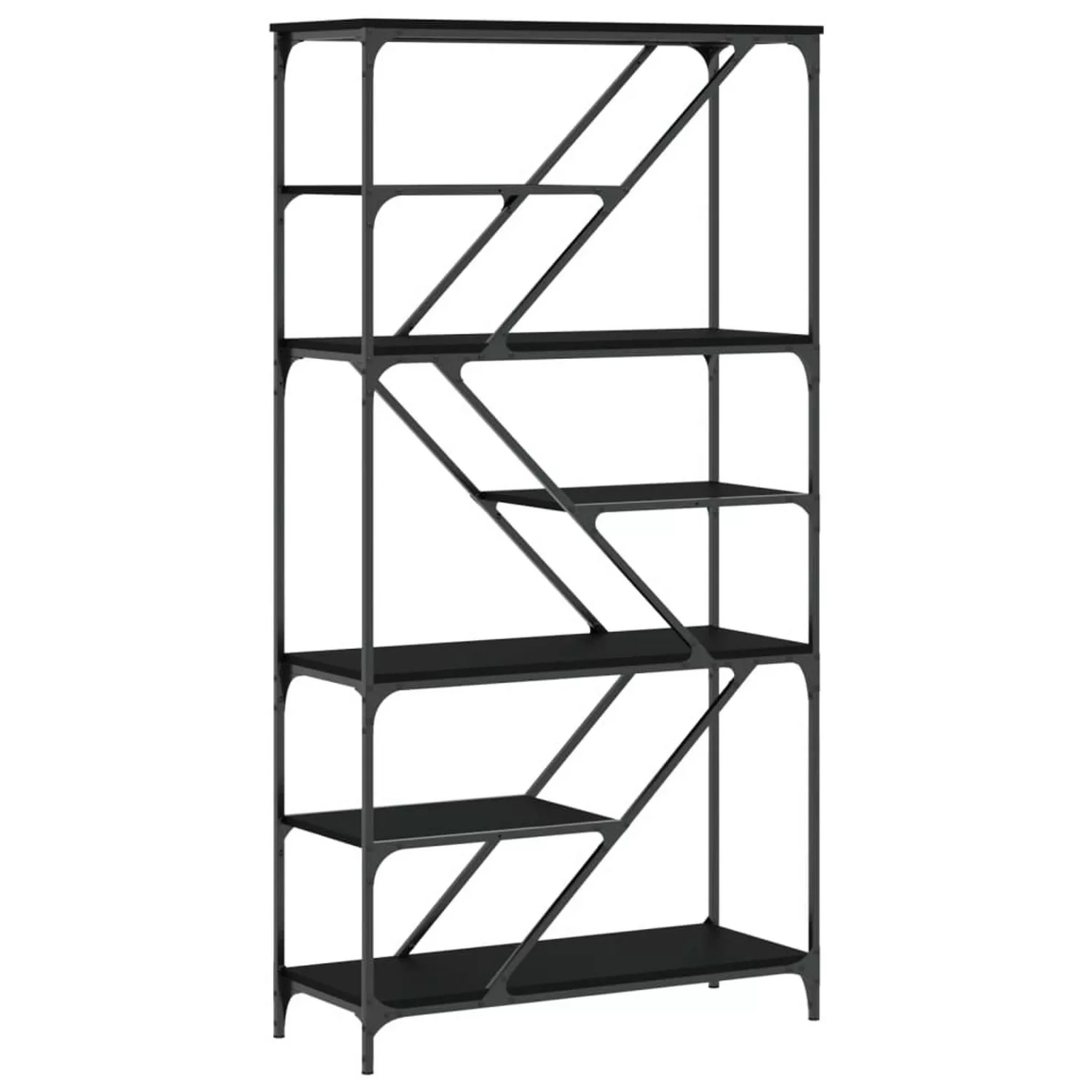 VidaXL Bücherregal Schwarz 91x36x176 cm Holzwerkstoff und Stahl günstig online kaufen