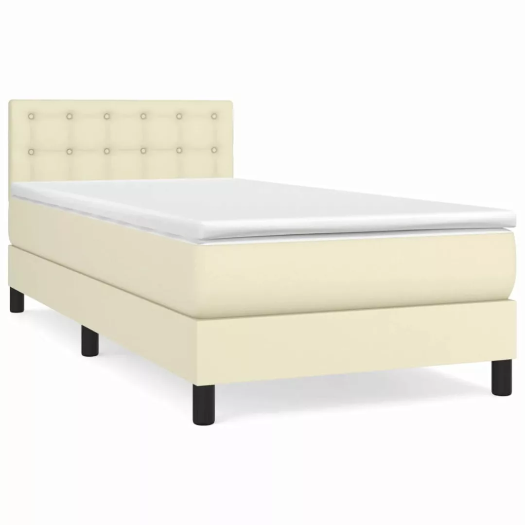 Vidaxl Boxspringbett Mit Matratze Creme 90x200 Cm Kunstleder günstig online kaufen