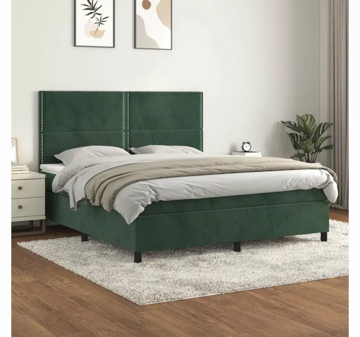 vidaXL Boxspringbett Bett Boxspringbett mit Matratze komplett Samt (160 x 2 günstig online kaufen