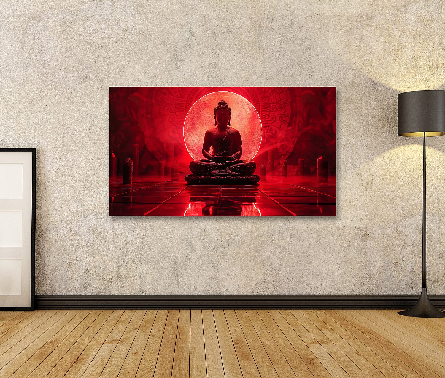 islandburner Leinwandbild, Roter Buddha Meditation mit günstig online kaufen
