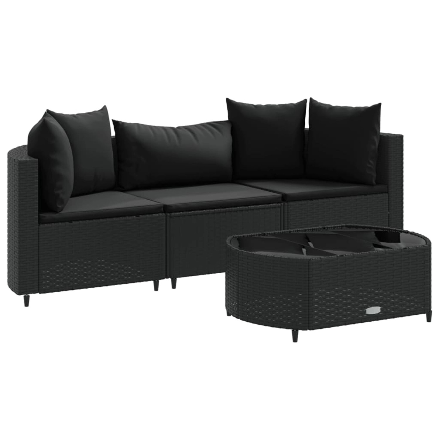 vidaXL 4-tlg Garten-Sofagarnitur mit Kissen Schwarz Poly Rattan Modell 71 günstig online kaufen