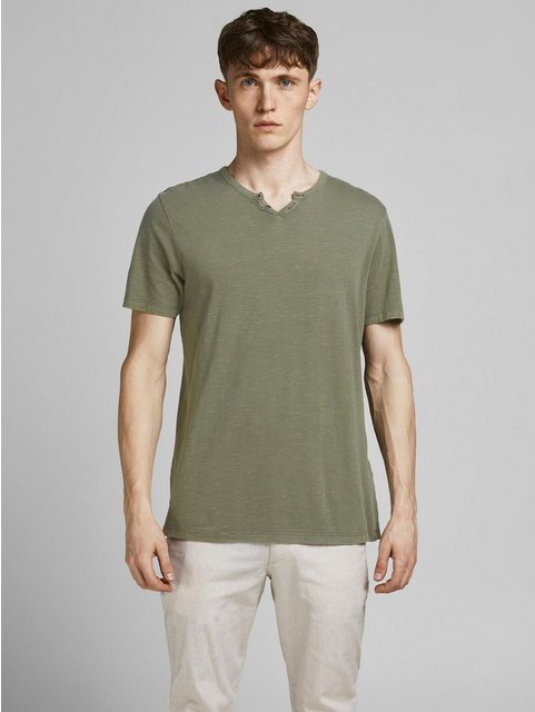 Jack & Jones T-Shirt Basic T-Shirt V-Neck Kurzarm mit Knöpfen JJESPLIT 5545 günstig online kaufen