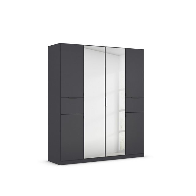 freiraum Drehtürenschrank Ticao 2 Schübe, 3 Stangen, grau metallic / Spiege günstig online kaufen