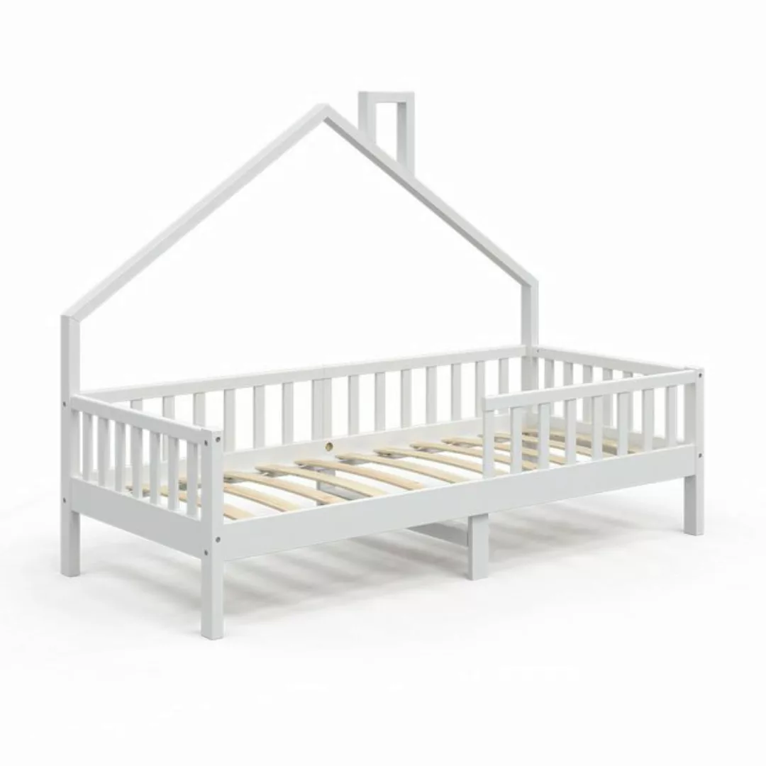 VitaliSpa® Hausbett Kinderbett Spielbett Noemi 90x200cm Weiß Rausfallschutz günstig online kaufen