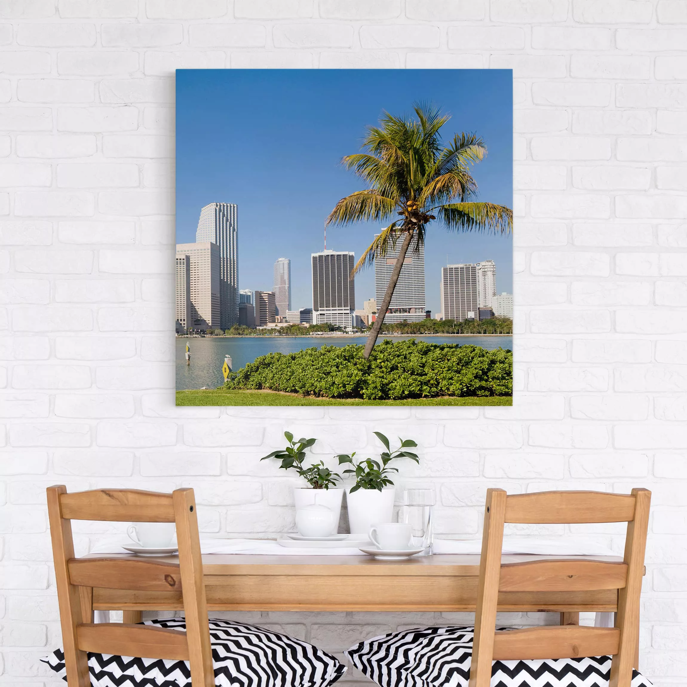 Leinwandbild Architektur & Skyline - Quadrat Miami Beach Skyline günstig online kaufen