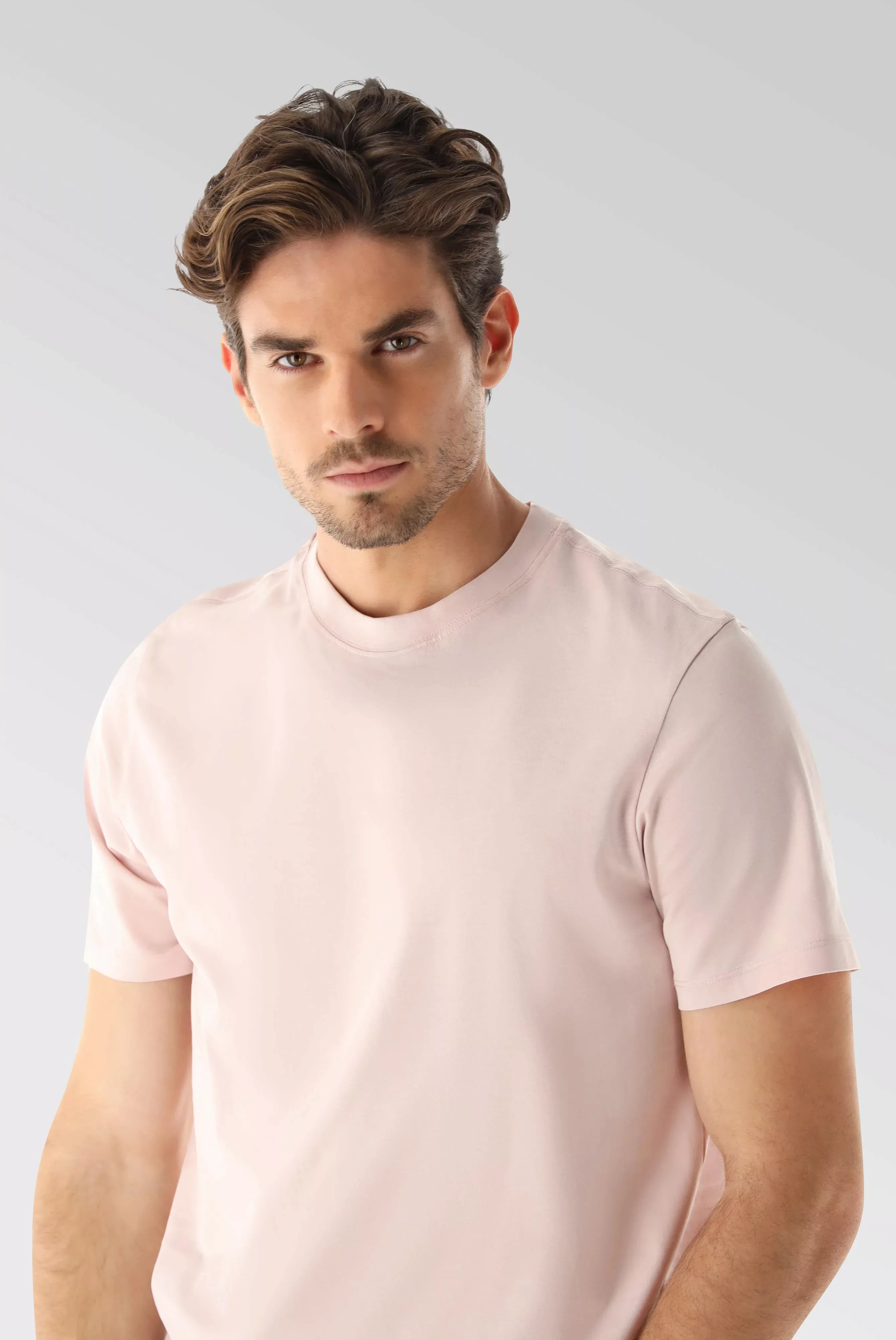 Rundhals Jersey T-Shirt Relaxed Fit Rosa günstig online kaufen