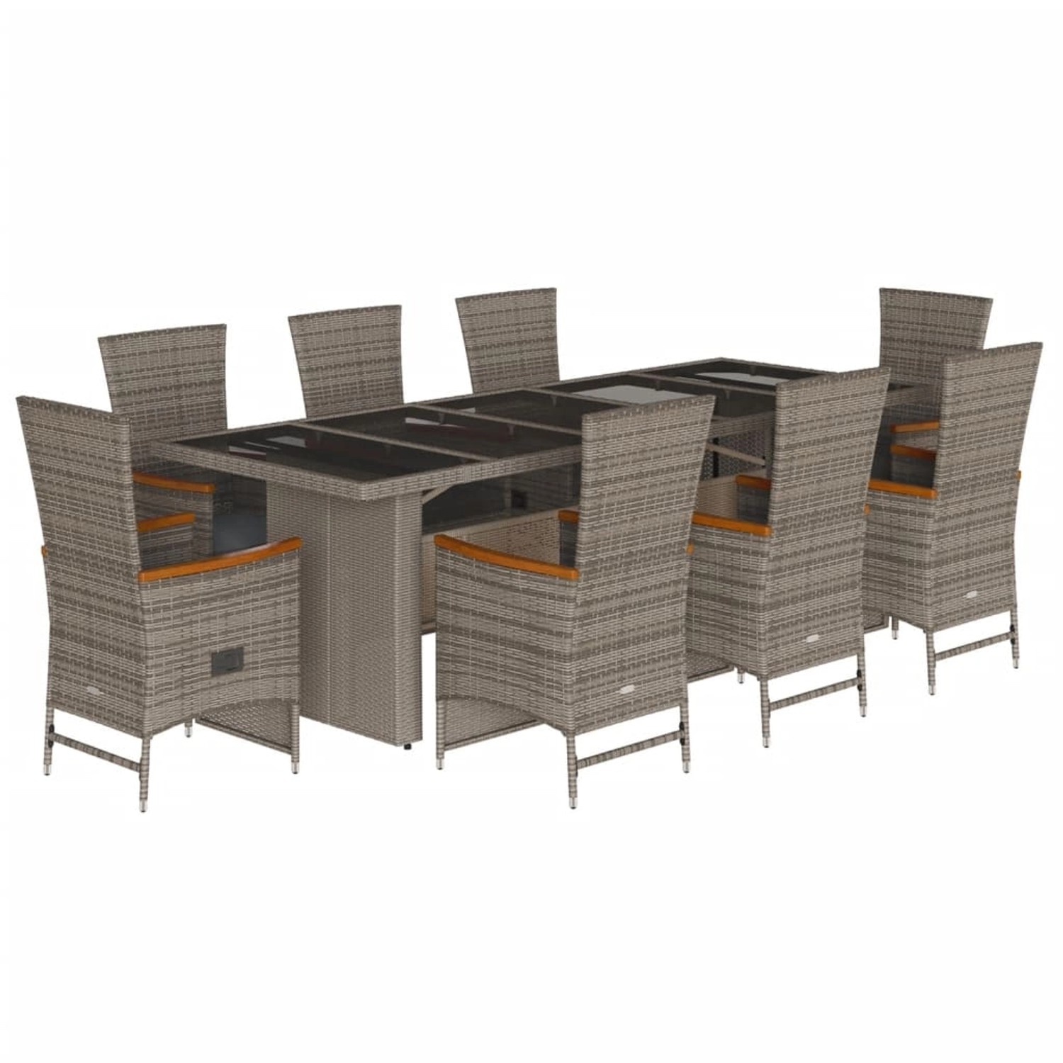 vidaXL 9-tlg Garten-Essgruppe mit Kissen Grau Poly Rattan Modell 70 günstig online kaufen