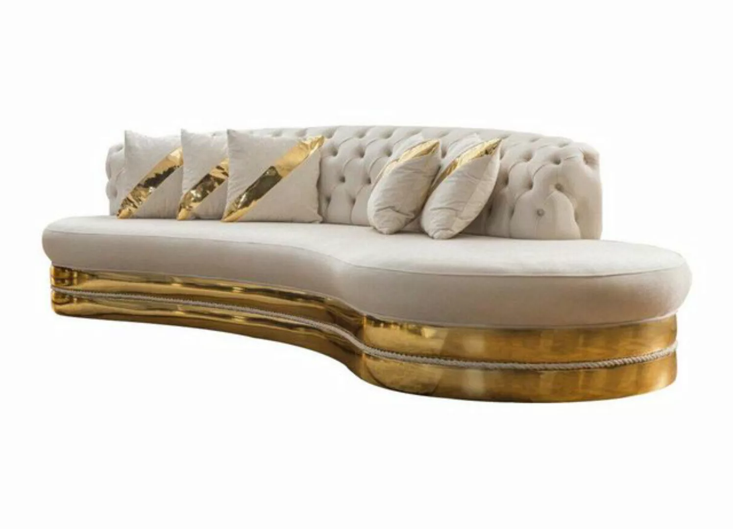 JVmoebel Sofa Halbrunde Weiße Chesterfield Couch Deisnger 3-Sitzer Polster günstig online kaufen