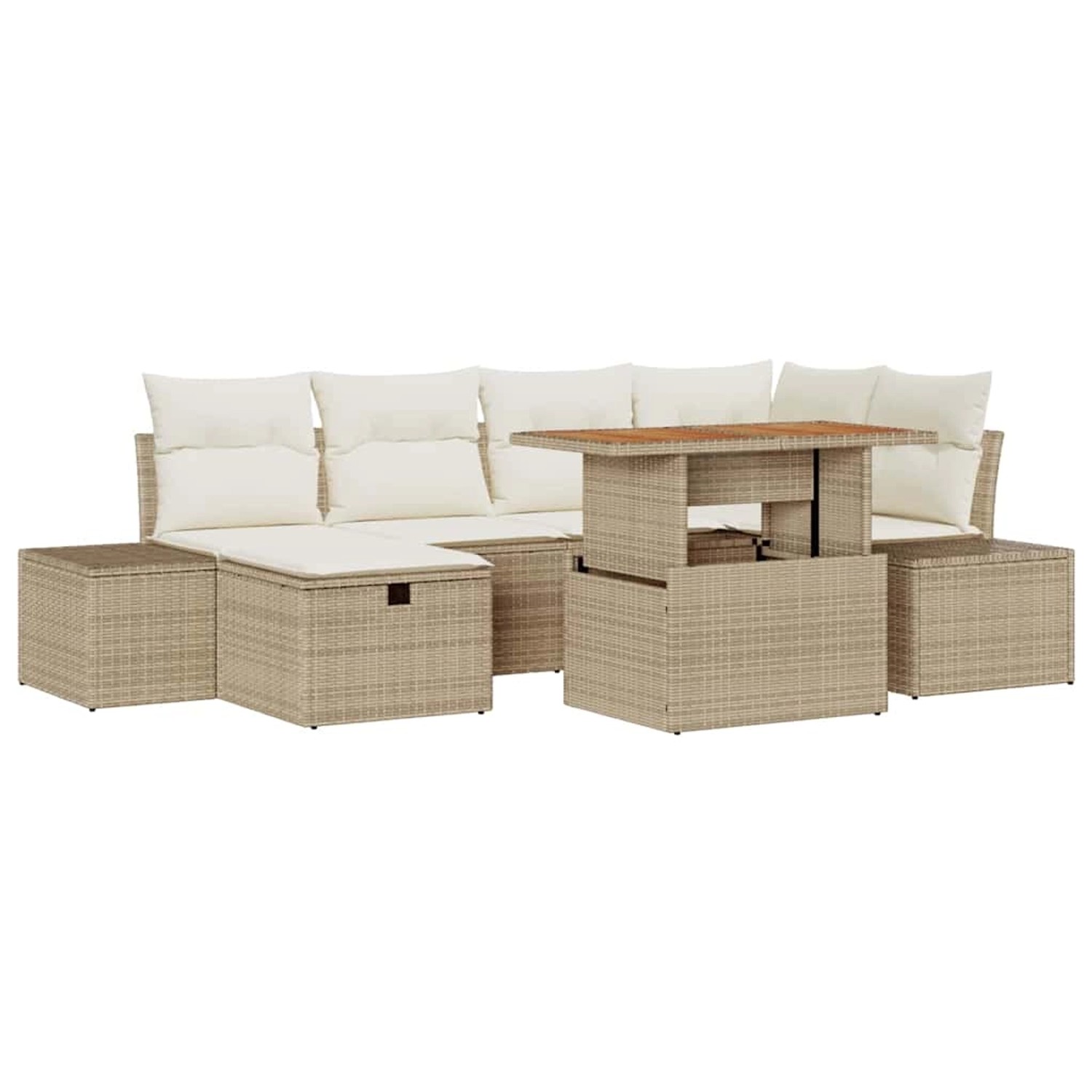 vidaXL Garten-Sofa-Set 7-Tlg Beige Poly Rattan 3361386 günstig online kaufen