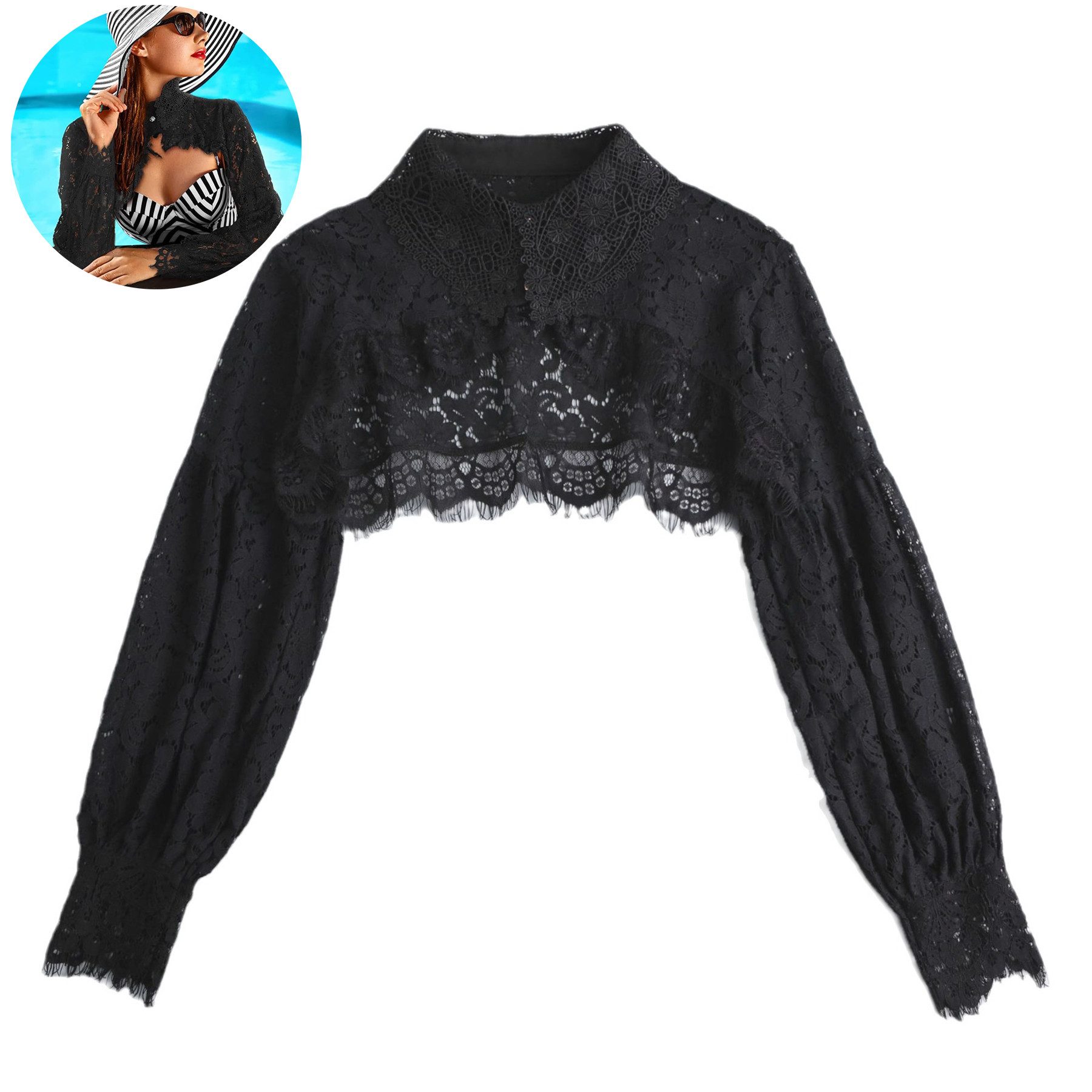 Mutig Wickelbluse Spitze Shrug Jäckchen, mit günstig online kaufen