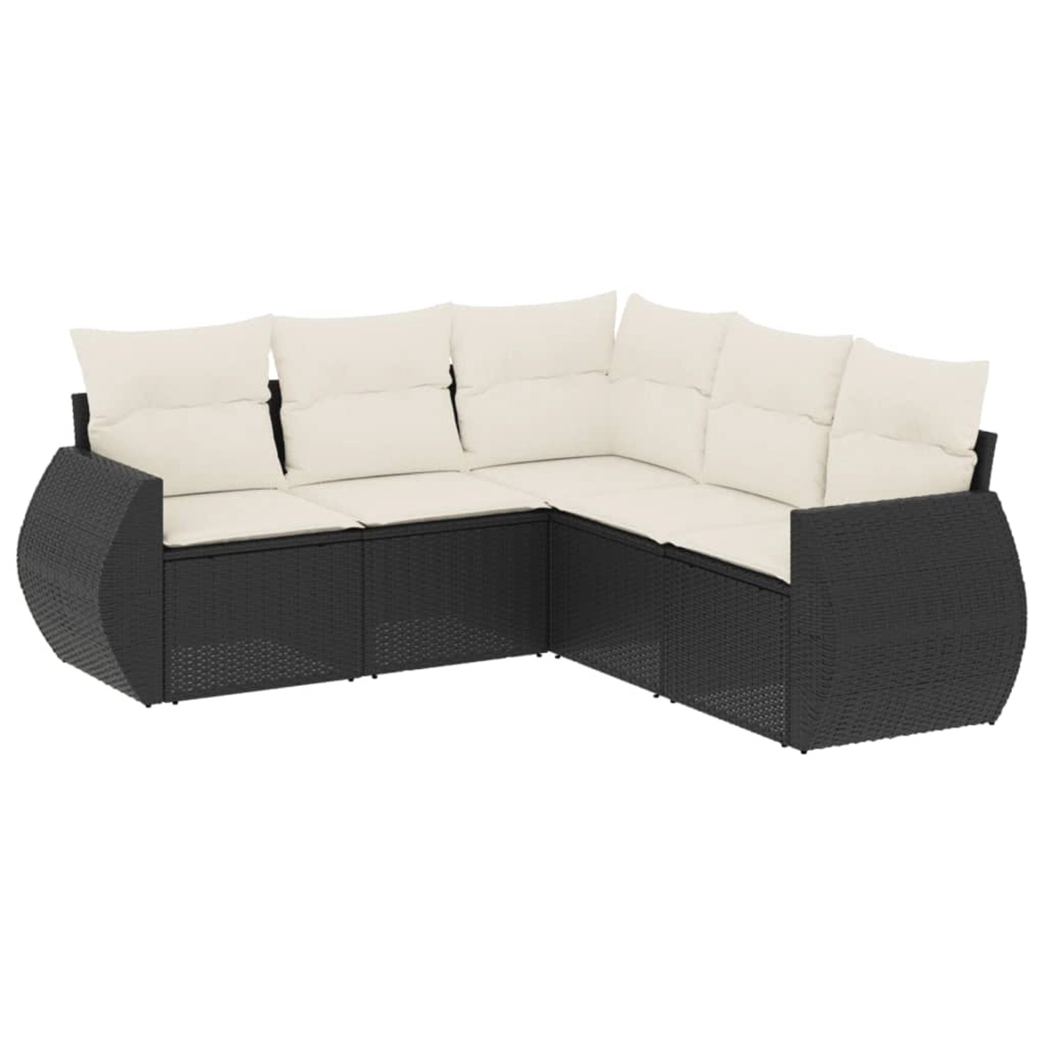 vidaXL 5-Tlg Garten-Sofagarnitur mit Kissen Schwarz Poly Rattan 3253683 günstig online kaufen