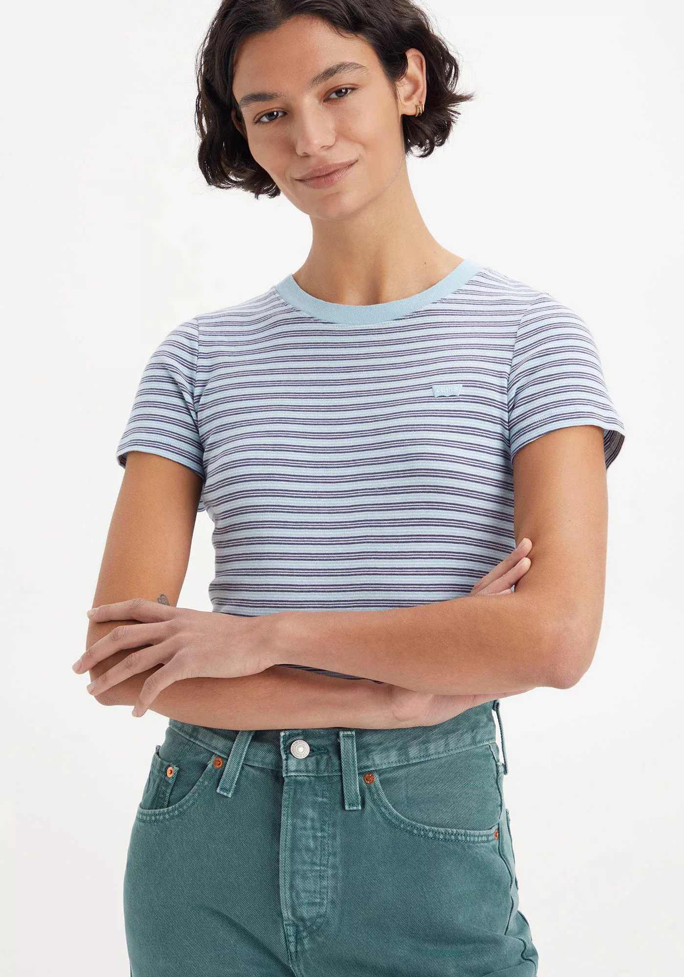 Levis T-Shirt "TEES SS RIB BABY TEE", mit kleiner Logostickerei günstig online kaufen