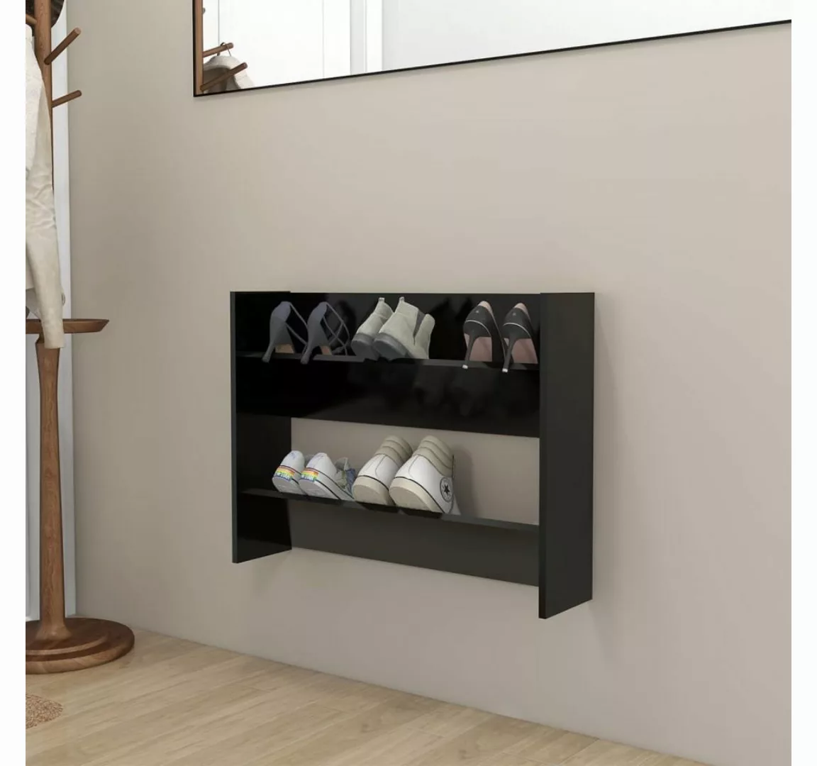 furnicato Hängeschuhschrank Wand-Schuhschrank Schwarz 80x18x60 cm Holzwerks günstig online kaufen