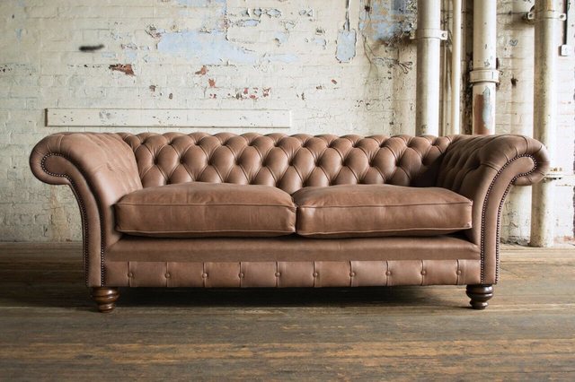 JVmoebel Chesterfield-Sofa Braun Chesterfield Leder Couch Klassische Sofa S günstig online kaufen