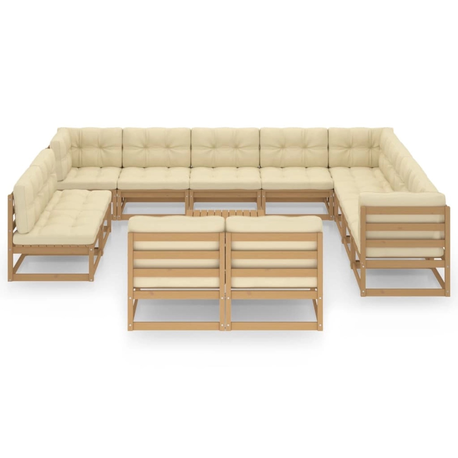 13-tlg. Garten-lounge-set Kissen Honigbraun Kiefer Massivholz günstig online kaufen