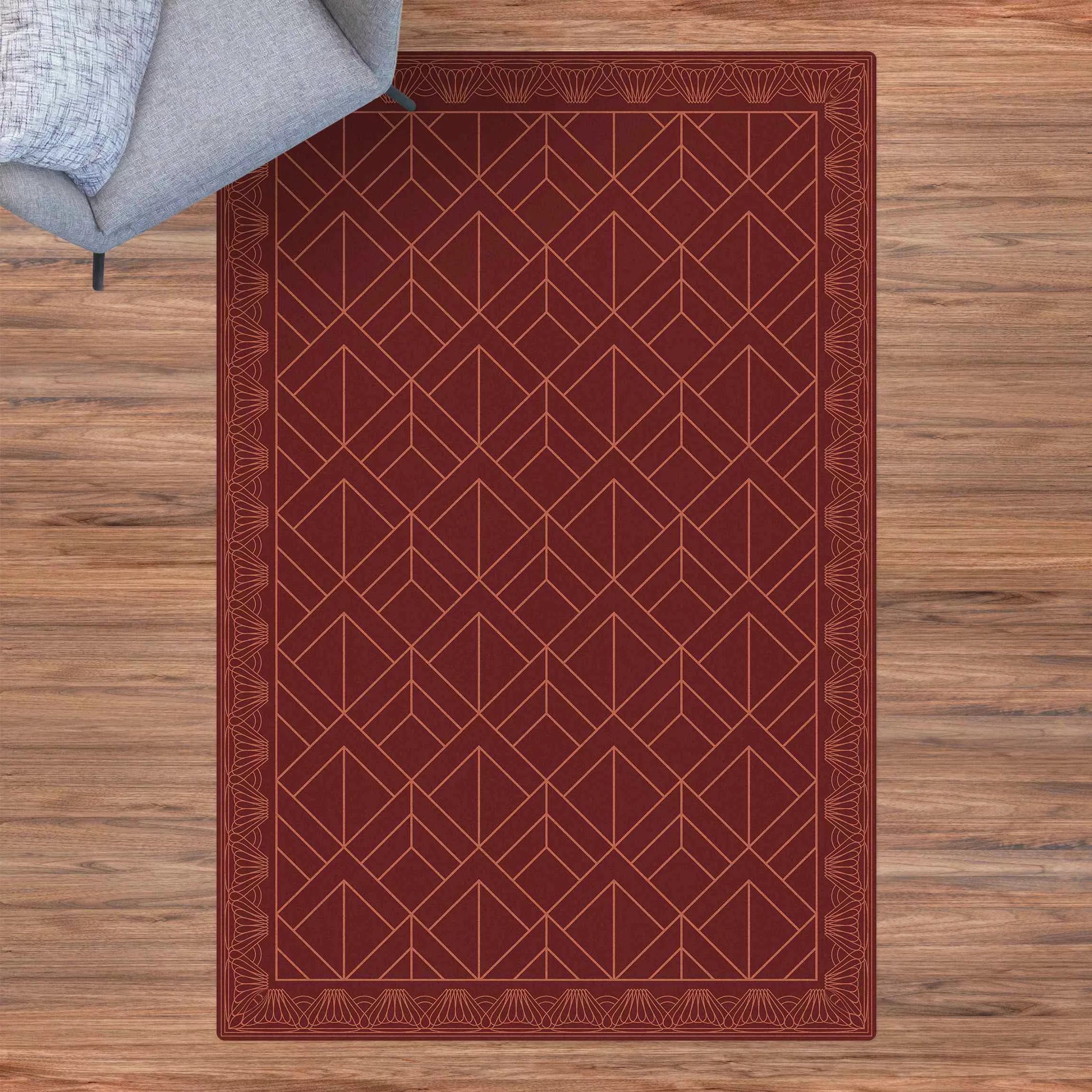 Kork-Teppich Art Deco Schuppen Muster mit Bordüre günstig online kaufen